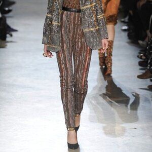 Missoni Slim Knit Trouser Pant With Leather Trim Waist Size 40